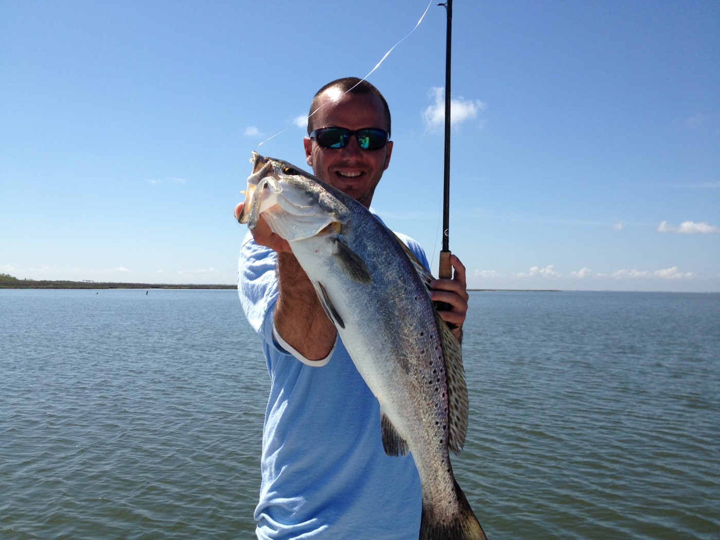 Big Trout Showing Face in Eastern Lake Pontchartrain - Matrix Shad